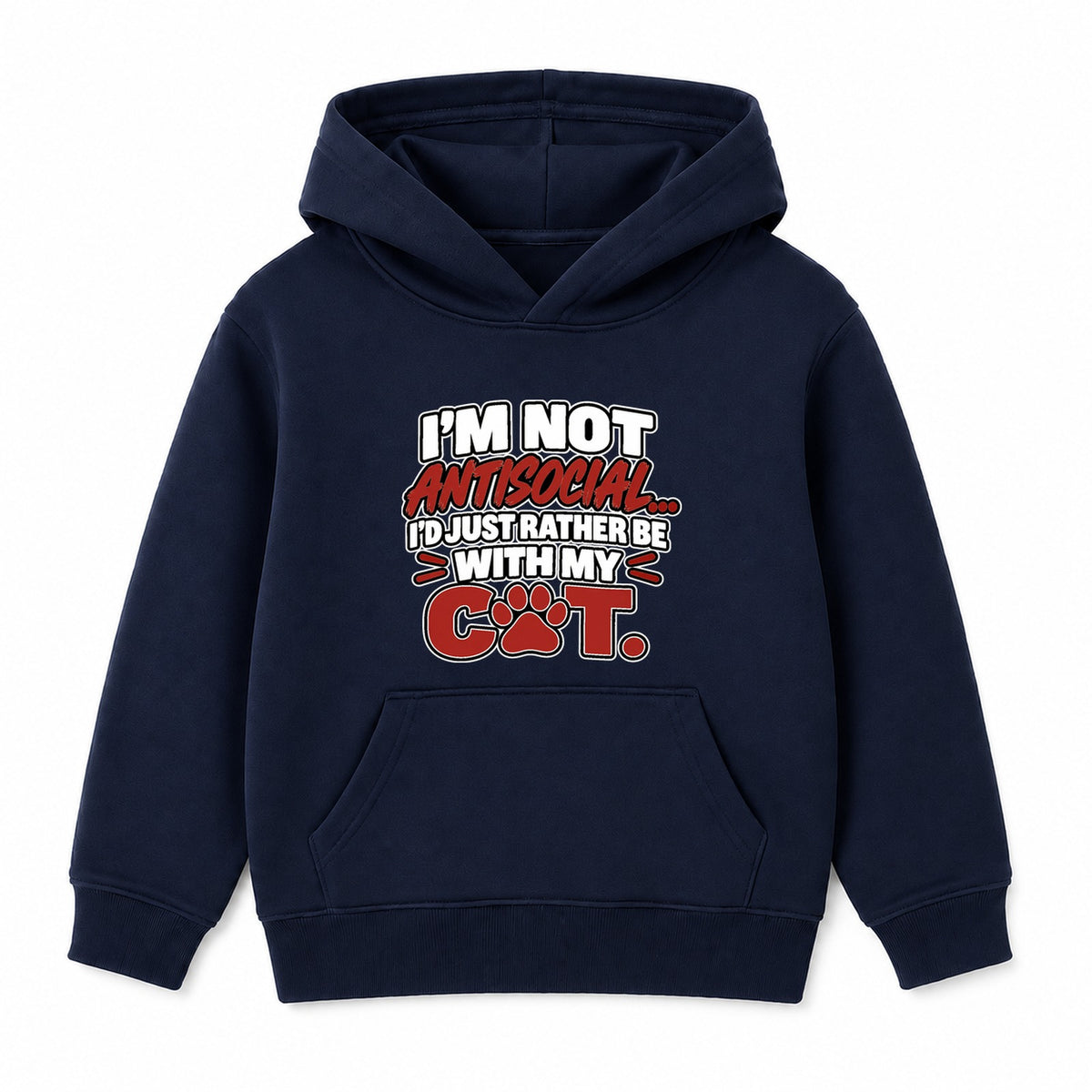 Rather Be With My Cat adult slogan hoodie - Navy