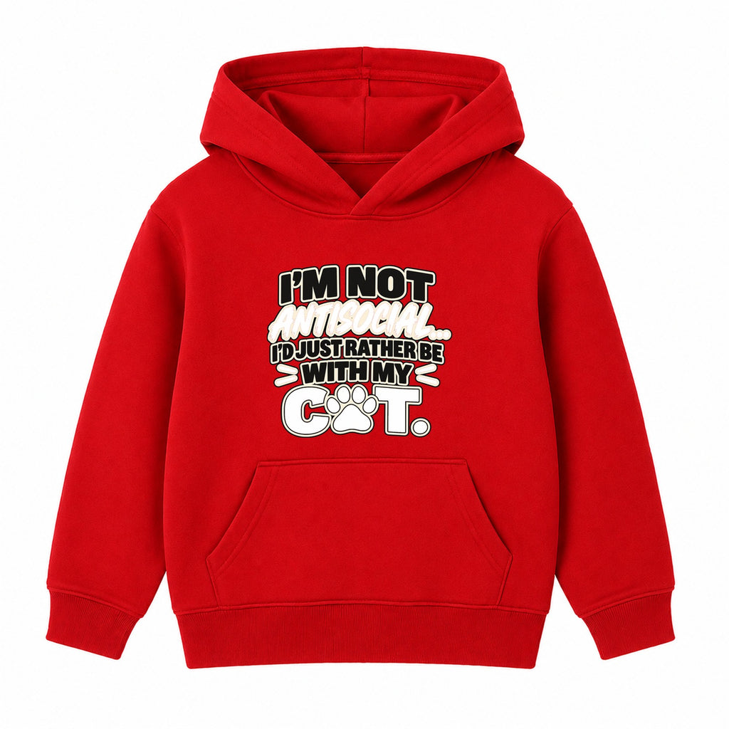 Rather Be With My Cat adult slogan hoodie - Red