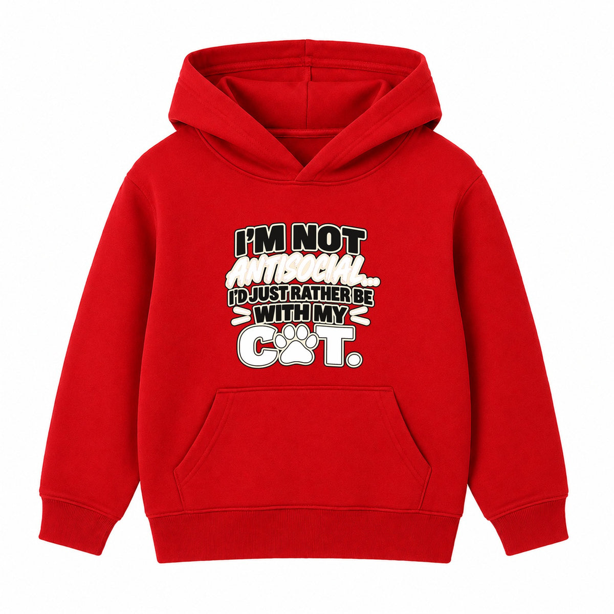 Rather Be With My Cat adult slogan hoodie - Red