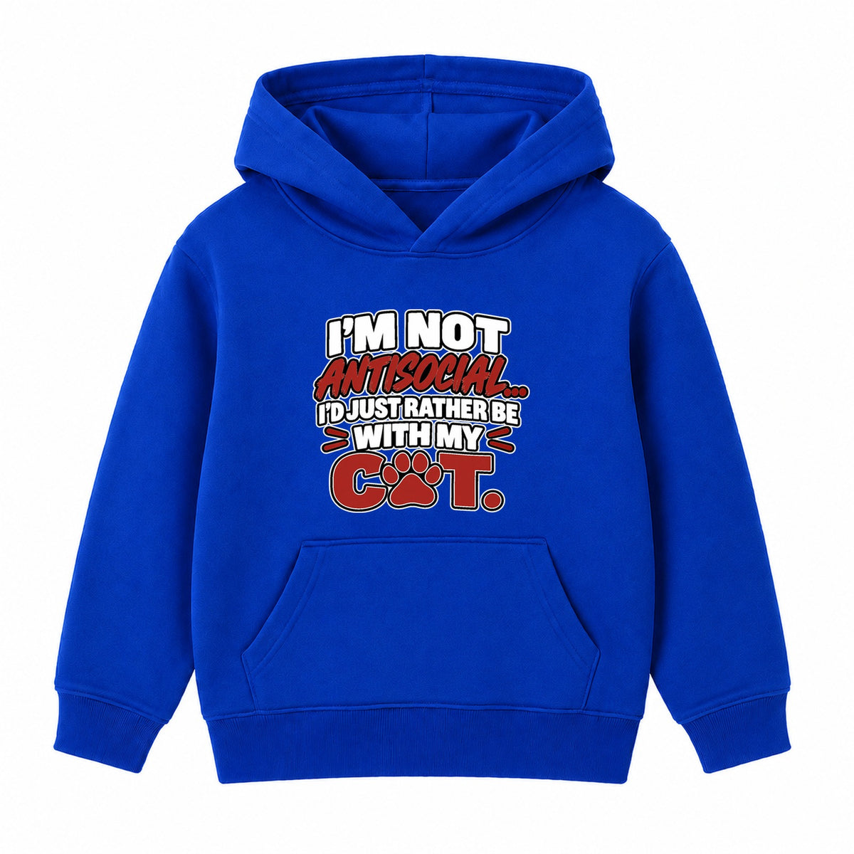 Rather Be With My Cat adult slogan hoodie - Royal Blue