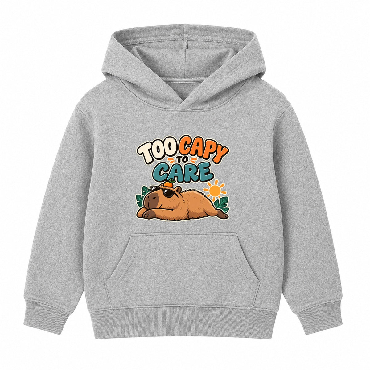 Too Capy To Care adult slogan hoodie - Heather Grey