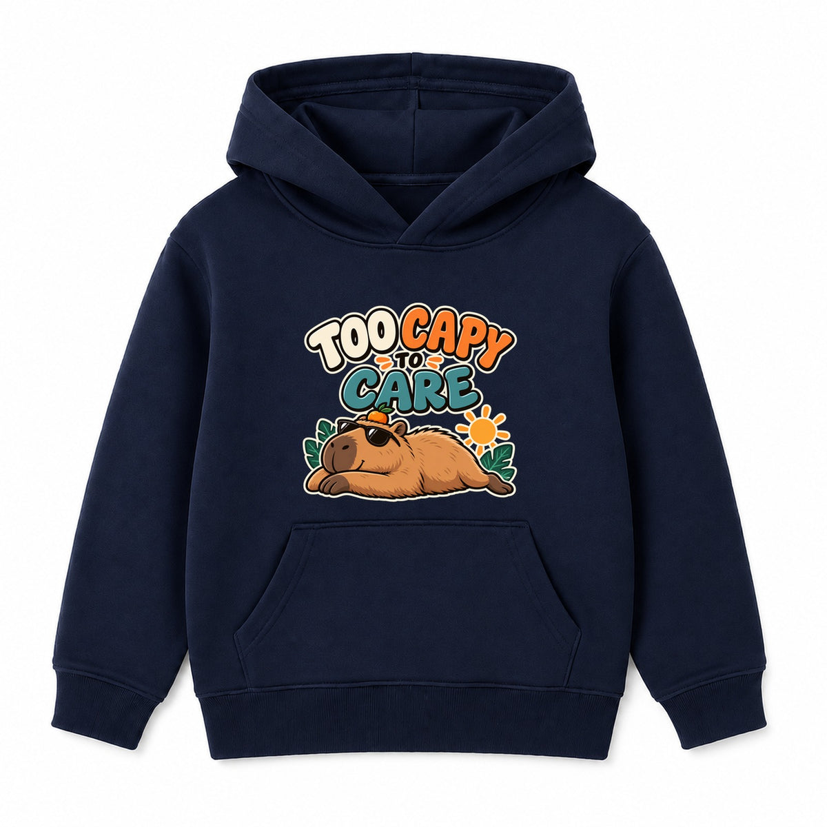 Too Capy To Care adult slogan hoodie - Navy