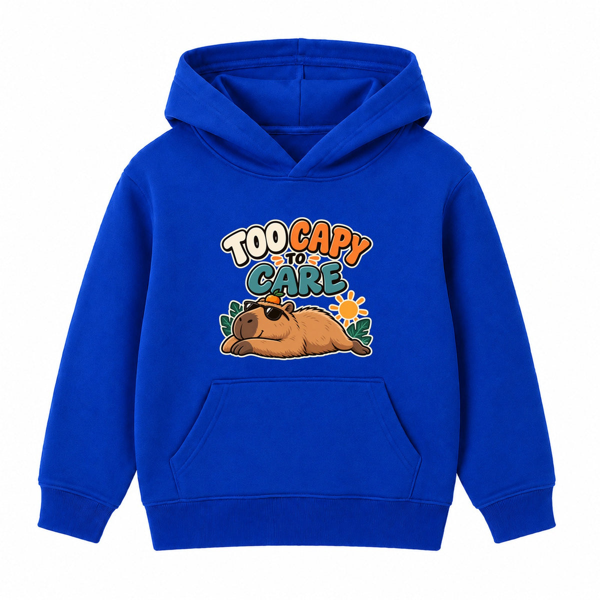 Too Capy To Care adult slogan hoodie - Royal Blue