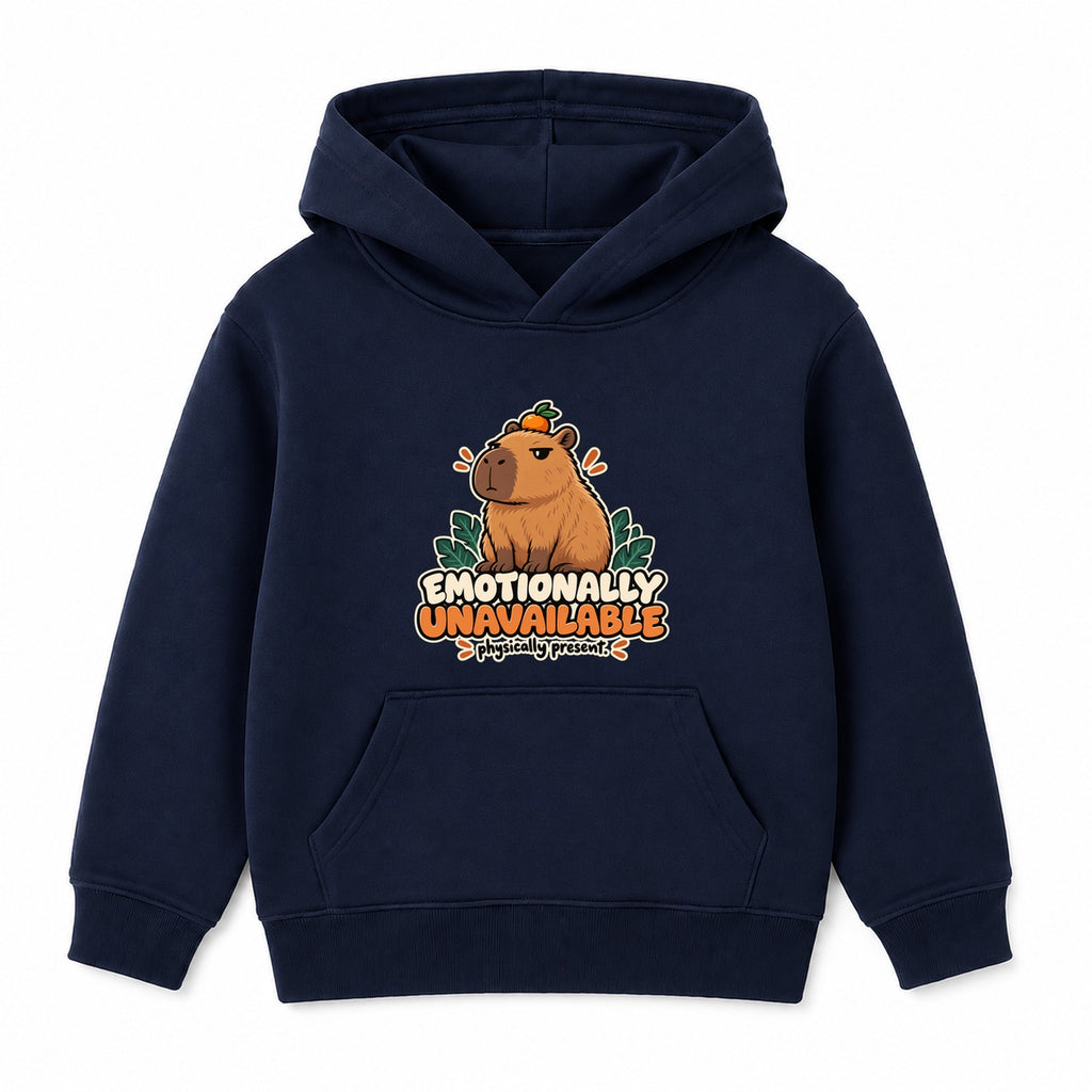Emotionally Unavailable adult slogan hoodie - Navy