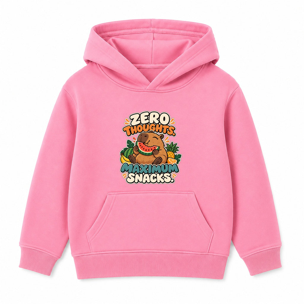 Zero Thoughts Maximum Snacks adult slogan hoodie - Pink