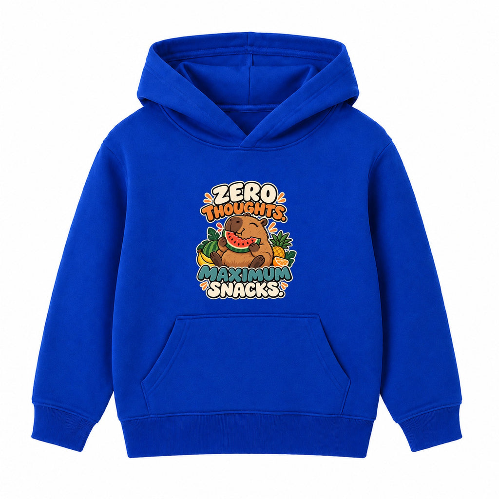 Zero Thoughts Maximum Snacks adult slogan hoodie - Royal Blue