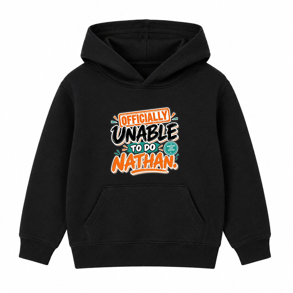 Officially Unable To Do Nathan adult slogan hoodie - Black