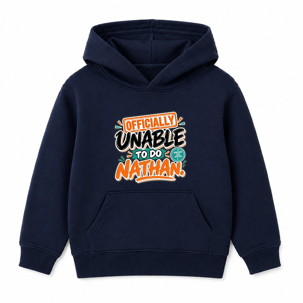 Officially Unable To Do Nathan adult slogan hoodie - Navy