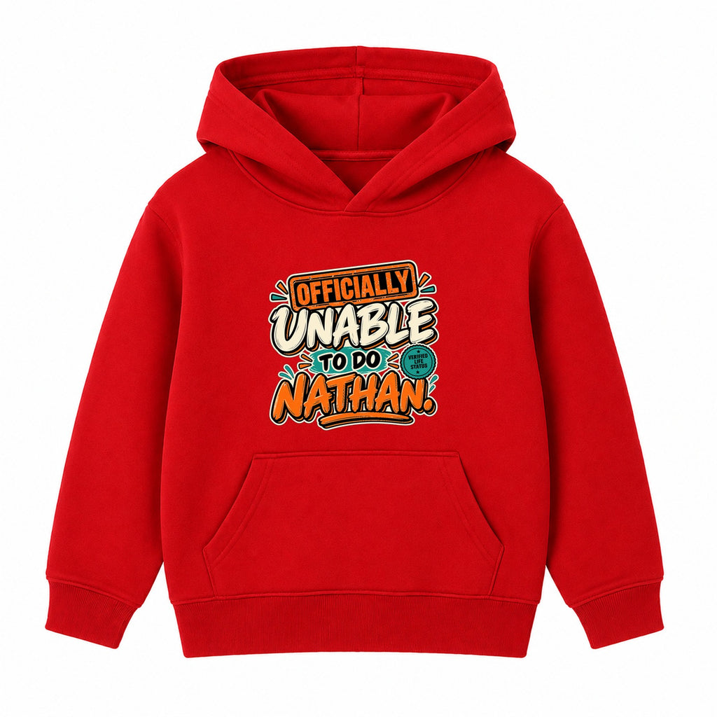 Officially Unable To Do Nathan adult slogan hoodie - Red
