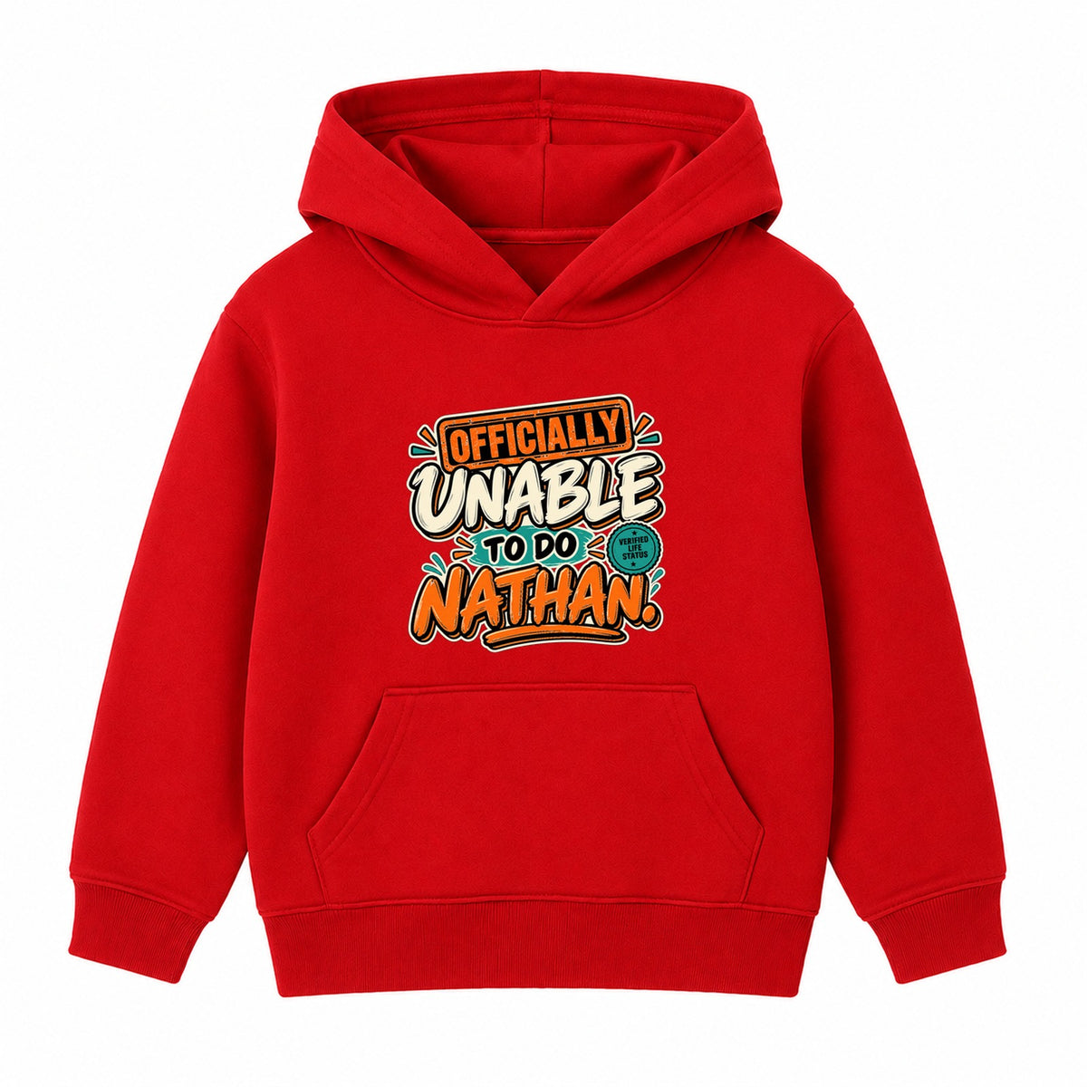 Officially Unable To Do Nathan adult slogan hoodie - Red