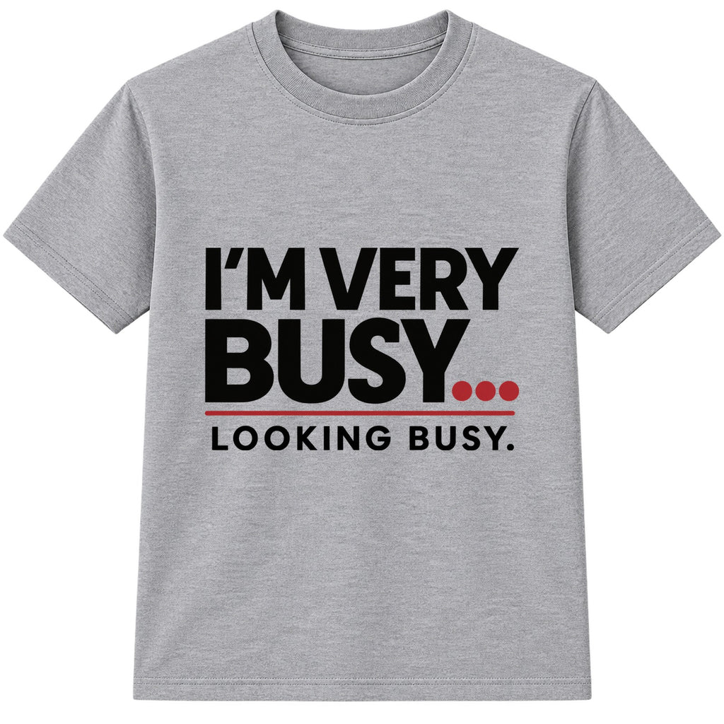 Very Busy Looking Busy adult slogan t-shirt - Heather Grey