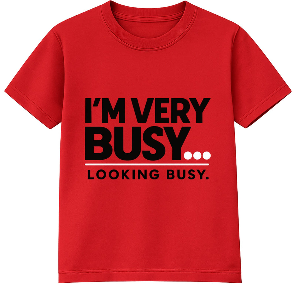 Very Busy Looking Busy adult slogan t-shirt - Red