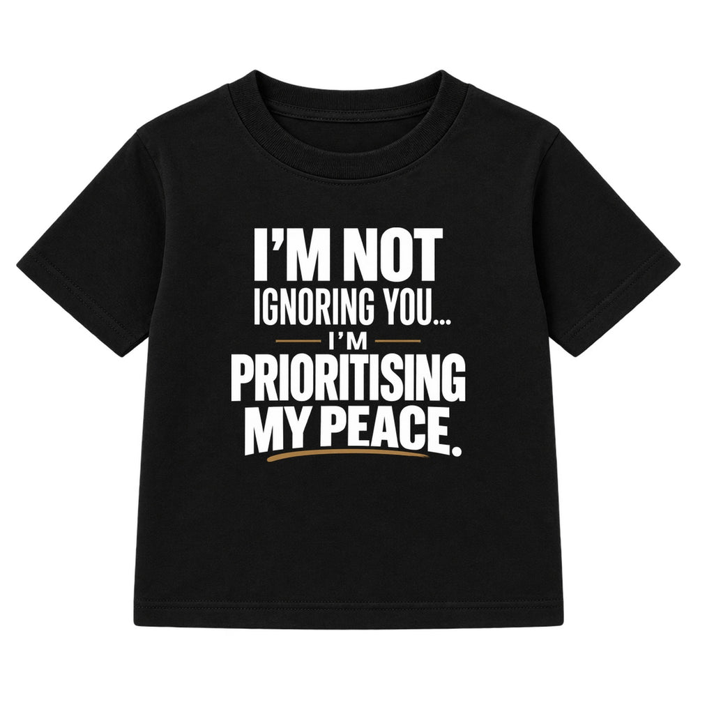 Prioritising My Peace adult slogan t-shirt - Black