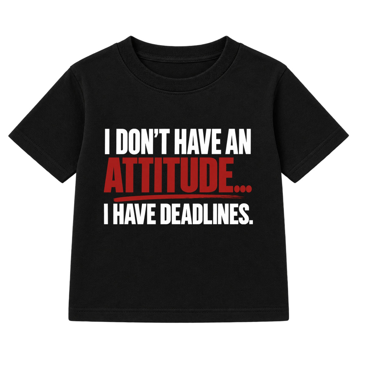 Attitude Deadlines adult slogan t-shirt - Black