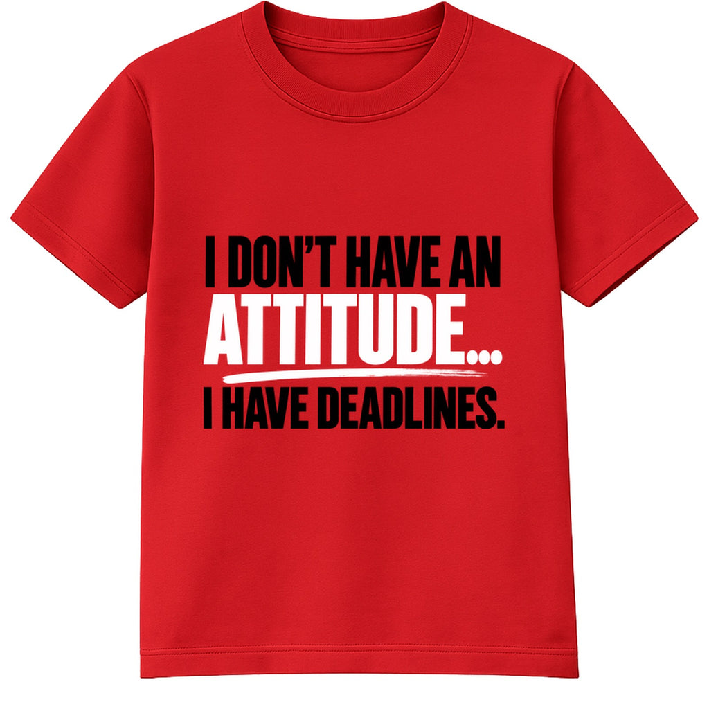 Attitude Deadlines adult slogan t-shirt - Red