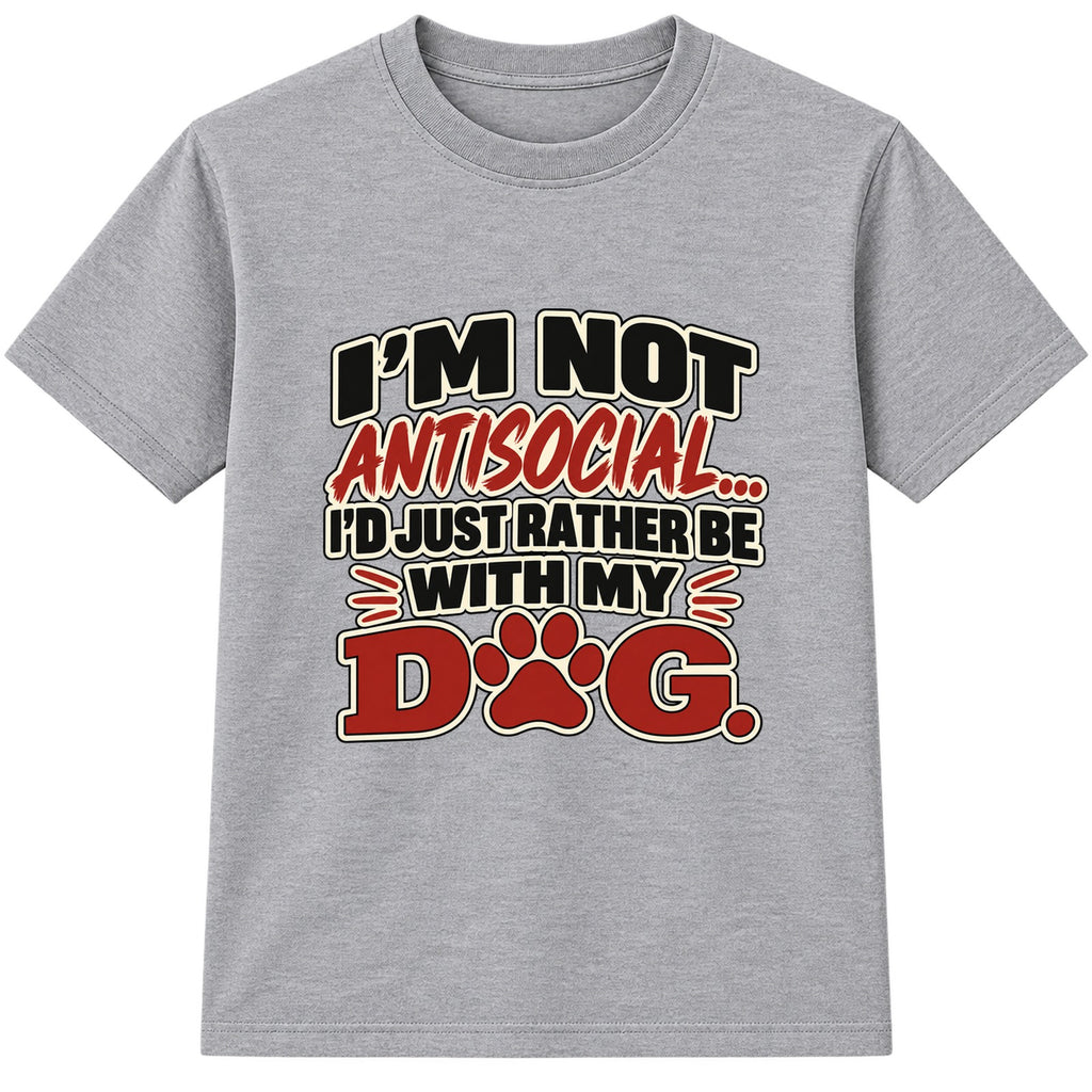 Rather Be With My Dog adult slogan t-shirt - Heather Grey