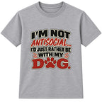 Rather Be With My Dog adult slogan t-shirt - Heather Grey