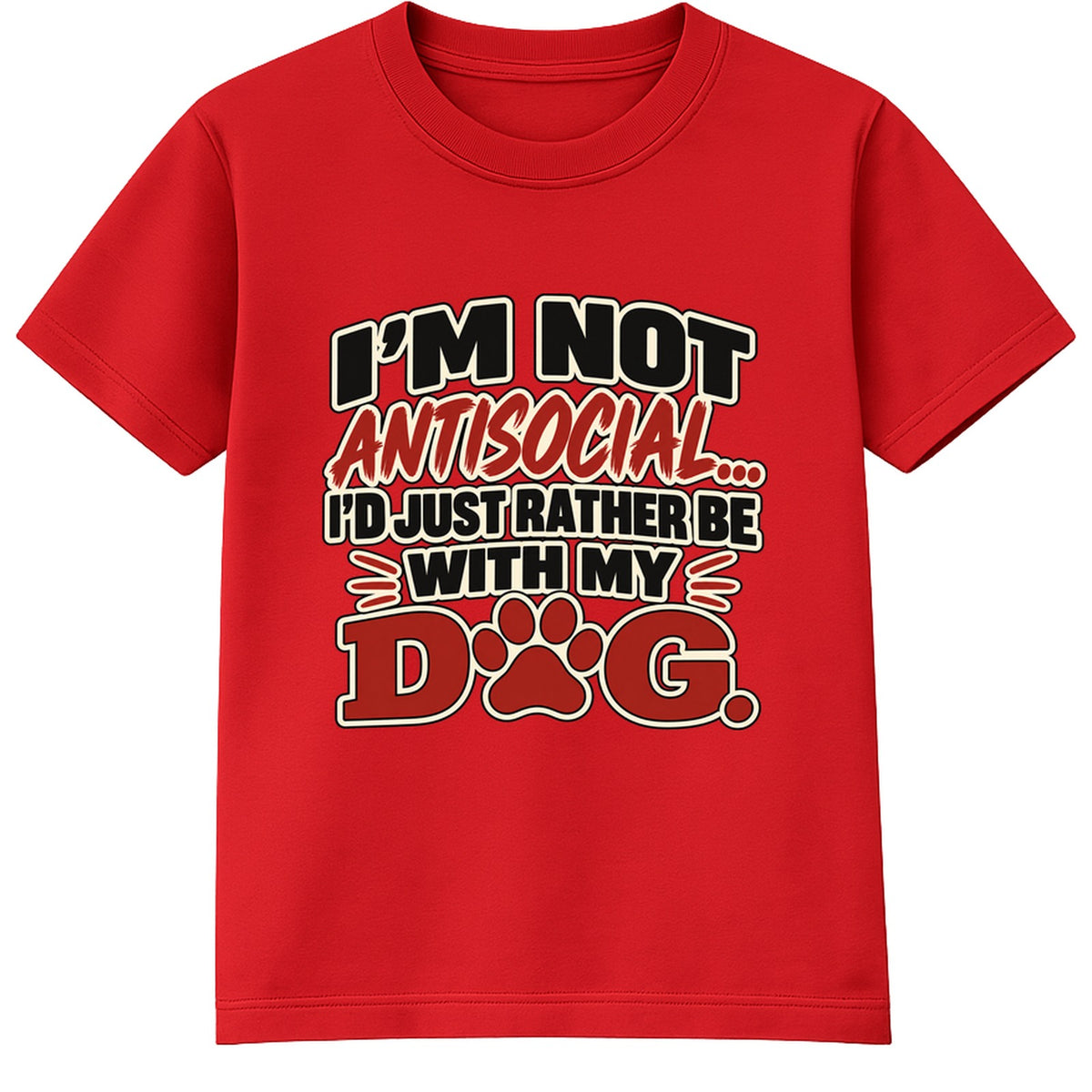 Rather Be With My Dog adult slogan t-shirt - Red