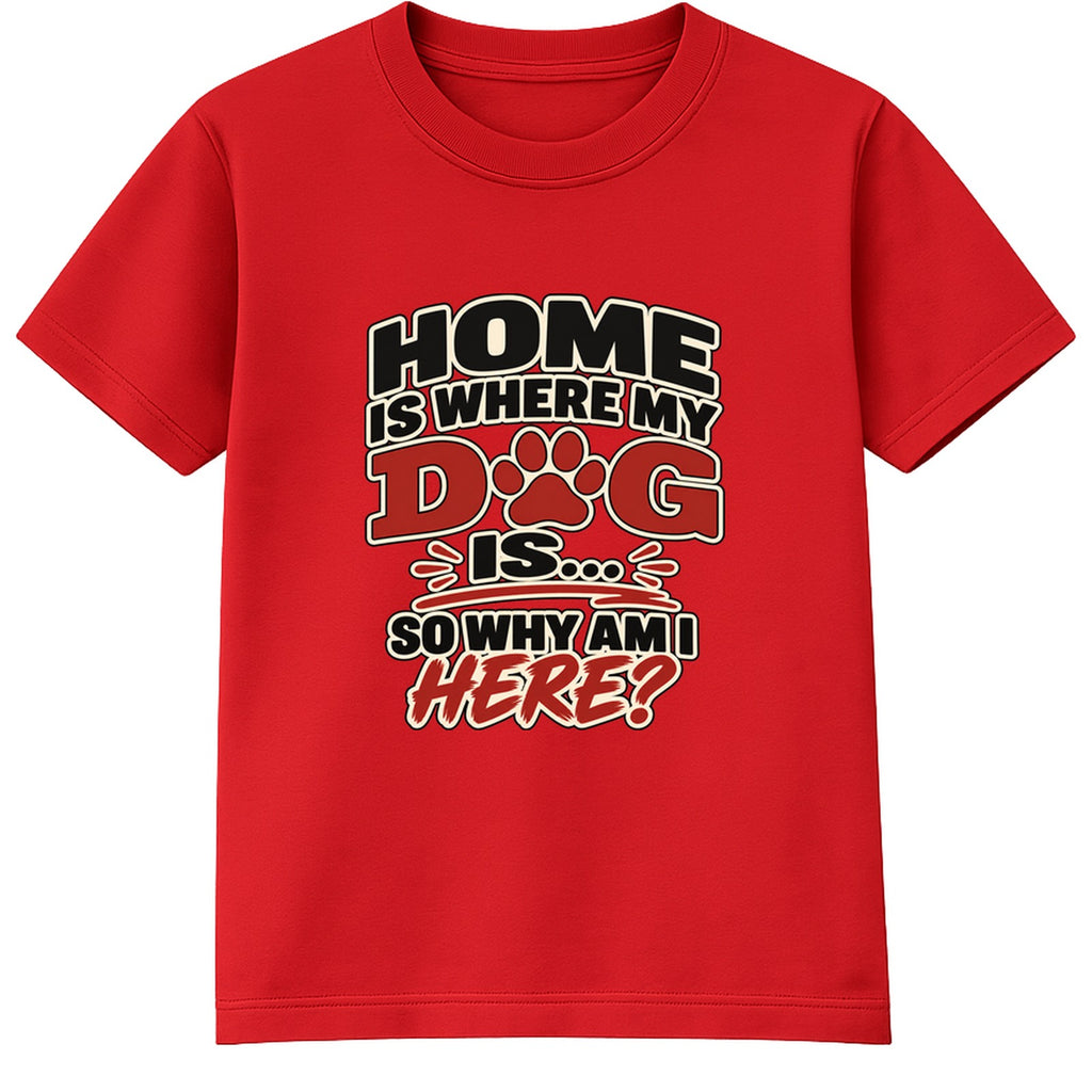 Home Is Where My Dog Is adult slogan t-shirt - Red