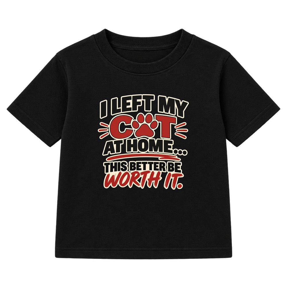 Left My Cat At Home adult slogan t-shirt - Black