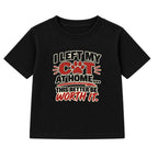 Left My Cat At Home adult slogan t-shirt - Black