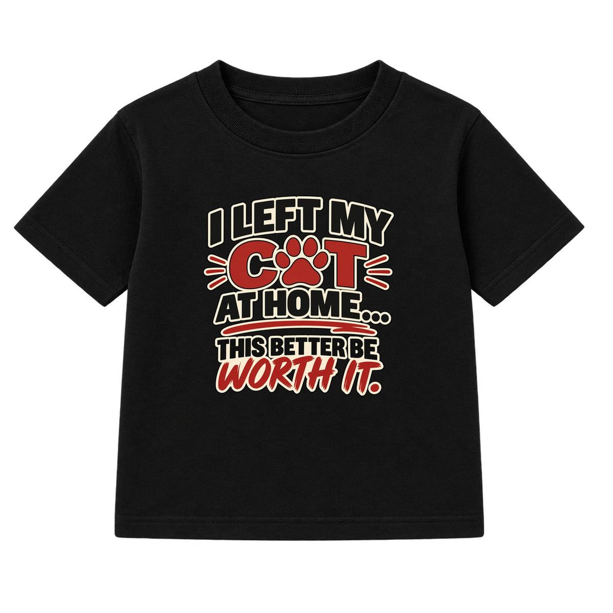 Left My Cat At Home adult slogan t-shirt - Black