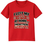 Left My Cat At Home adult slogan t-shirt - Red