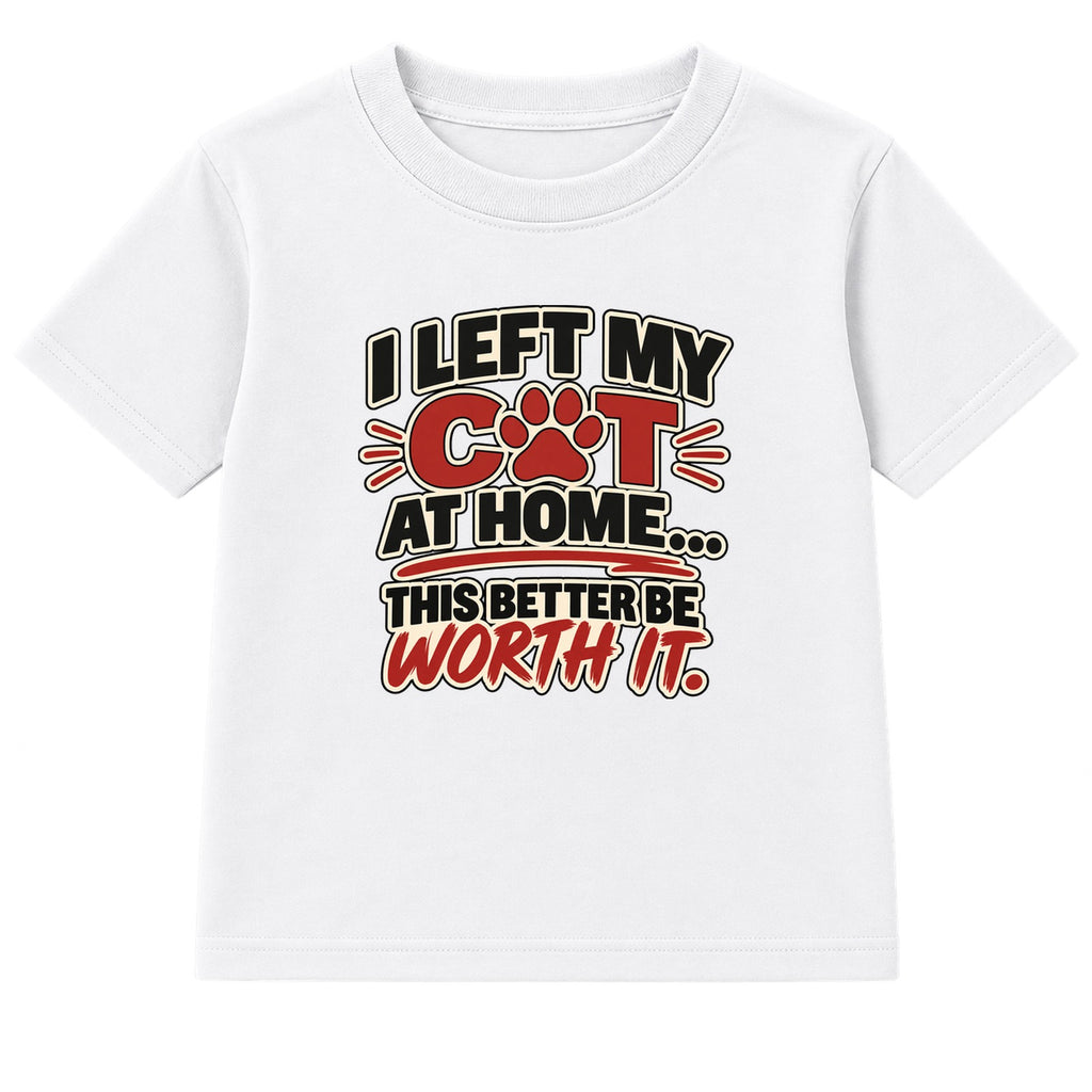 Left My Cat At Home adult slogan t-shirt - White