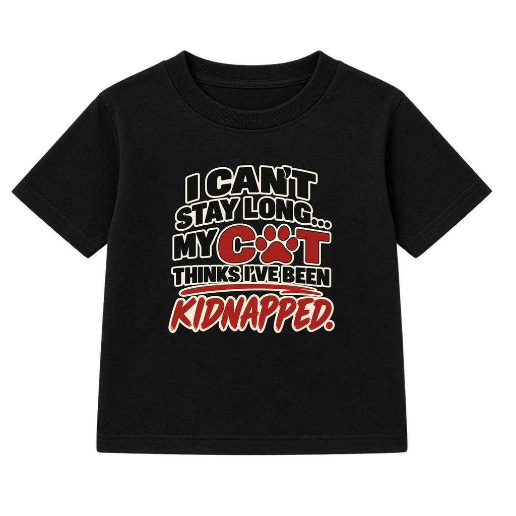 My Cat Thinks I've Been Kidnapped adult slogan t-shirt - Black