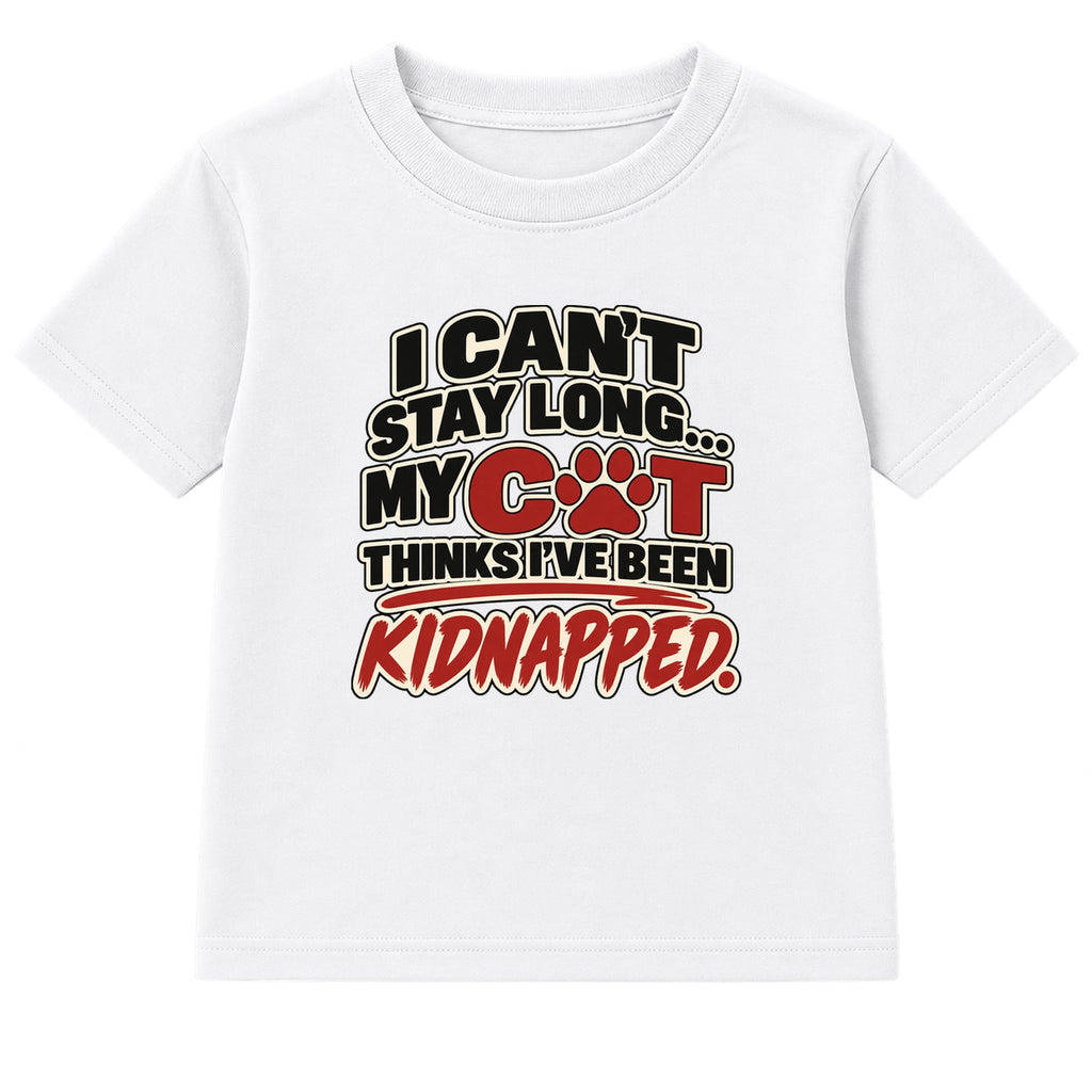 My Cat Thinks I've Been Kidnapped adult slogan t-shirt - White