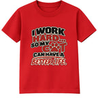Work Hard For My Cat adult slogan t-shirt - Red
