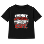 Rather Be With My Cat adult slogan t-shirt - Black