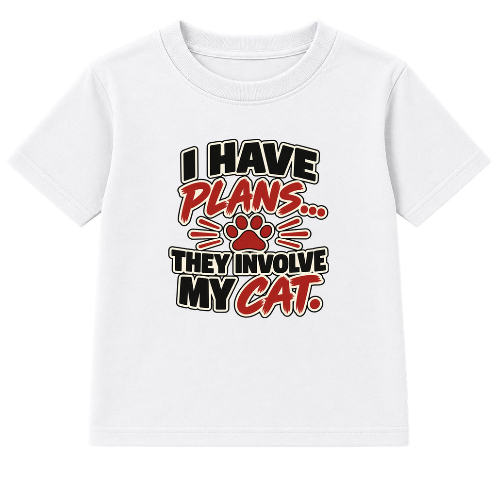 Plans Involve My Cat adult slogan t-shirt - White