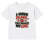 Plans Involve My Cat adult slogan t-shirt - White