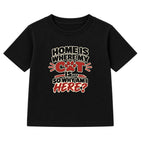 Home Is Where My Cat Is adult slogan t-shirt - Black