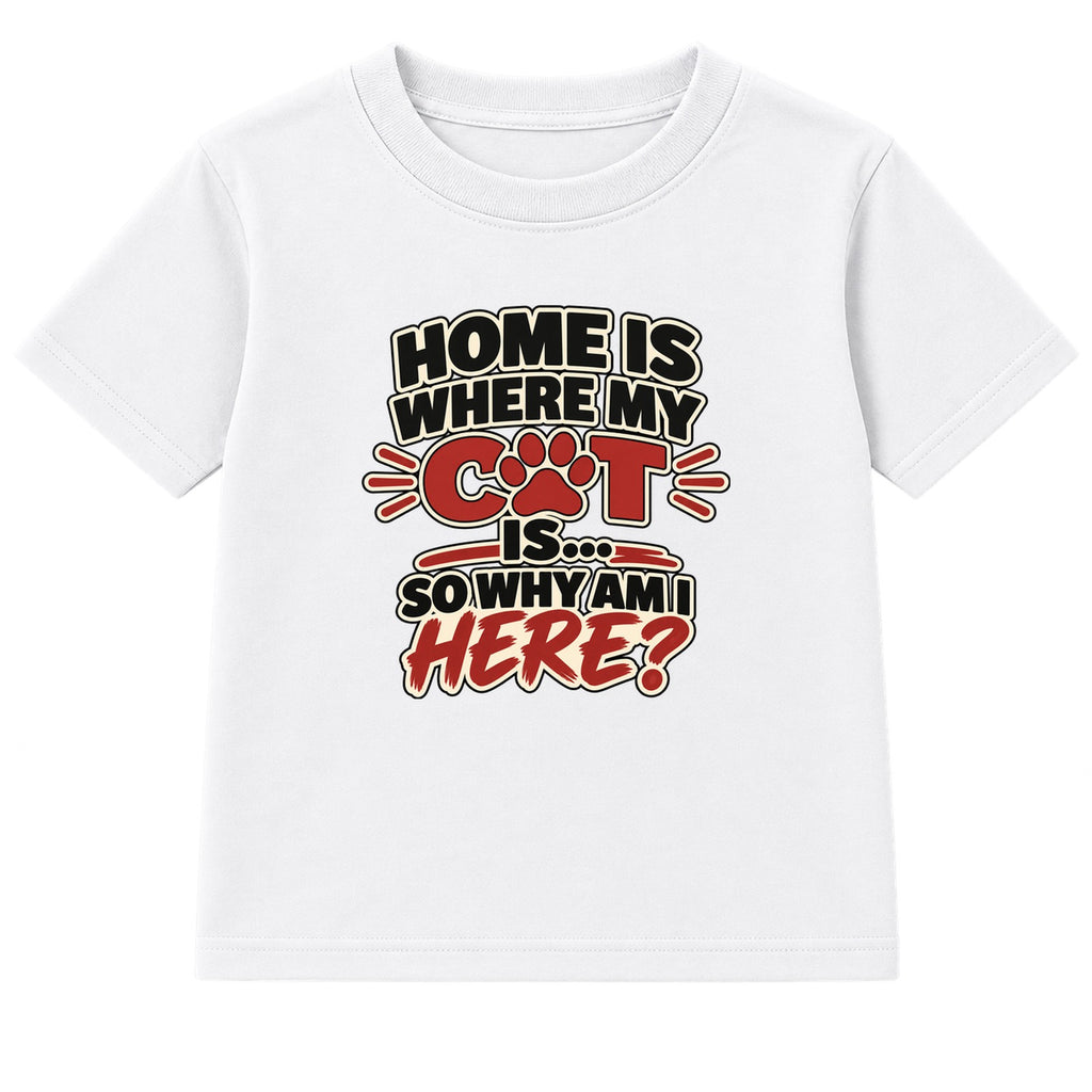 Home Is Where My Cat Is adult slogan t-shirt - White