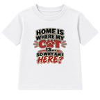 Home Is Where My Cat Is adult slogan t-shirt - White
