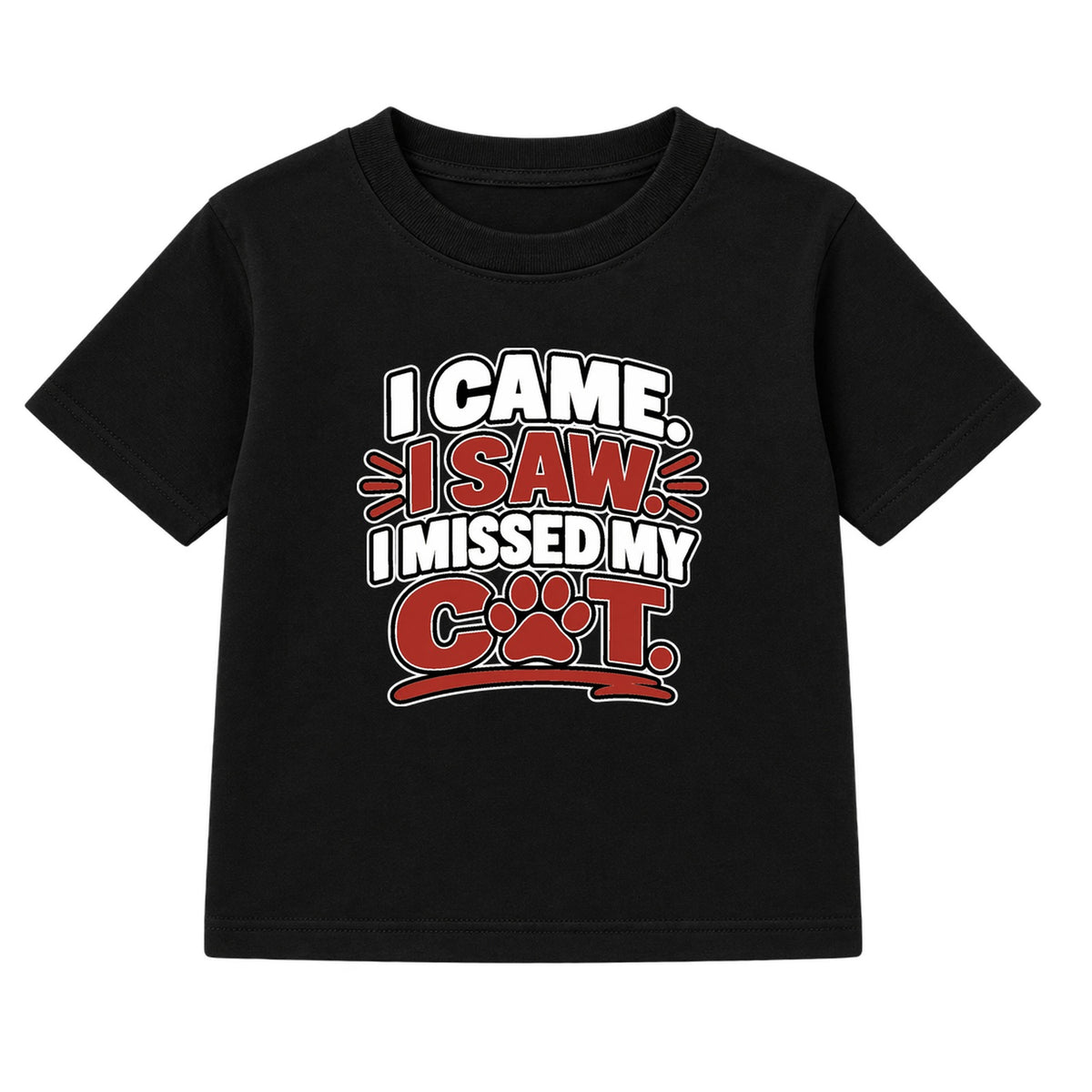 I Missed My Cat adult slogan t-shirt - Black