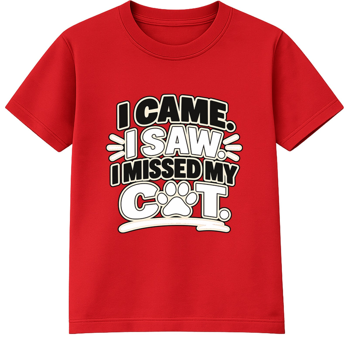 I Missed My Cat adult slogan t-shirt - Red