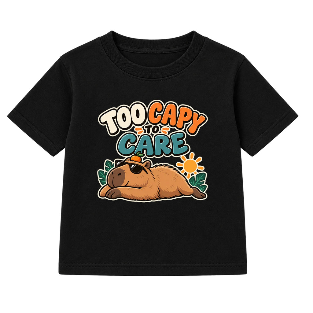 Too Capy To Care adult slogan t-shirt - Black
