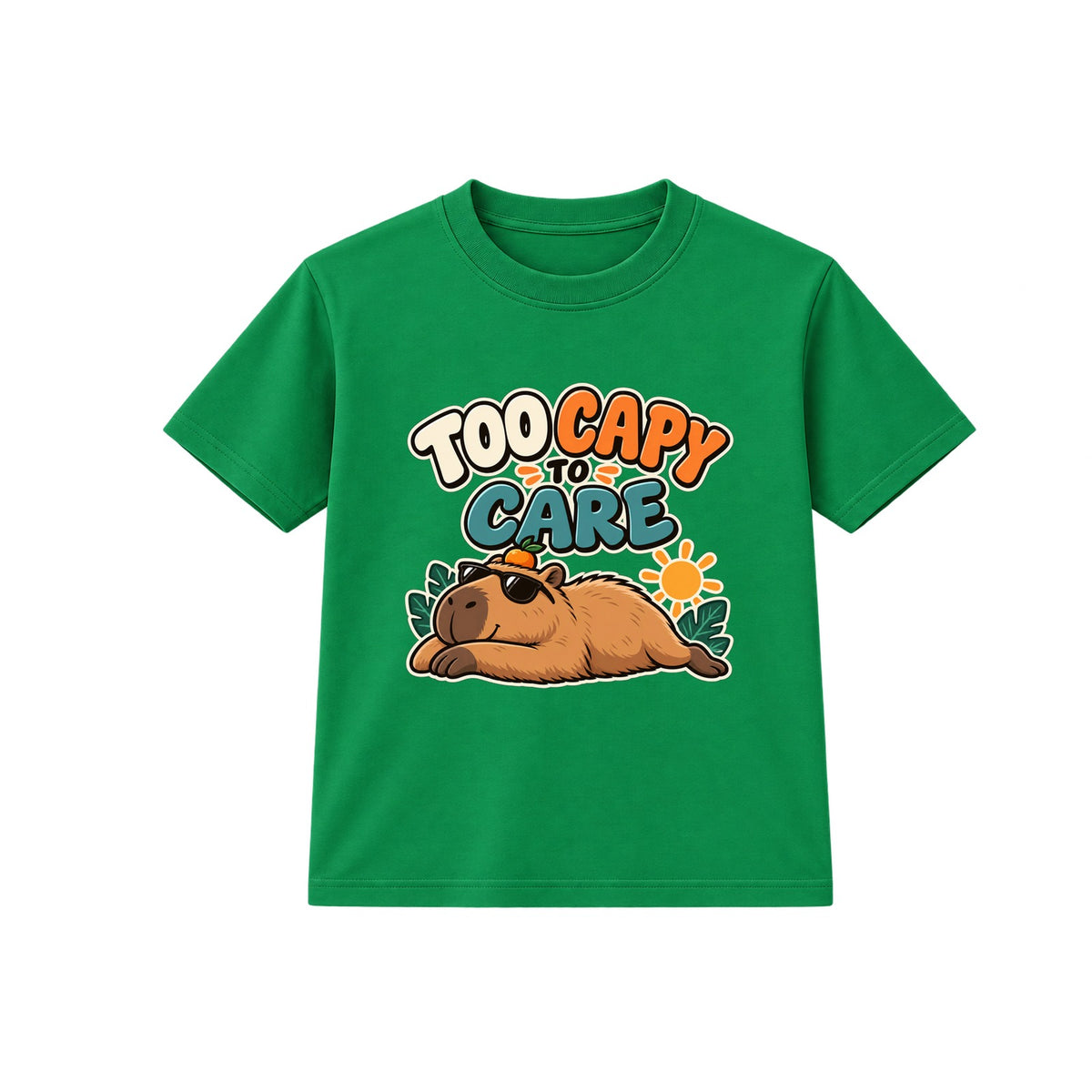 Too Capy To Care adult slogan t-shirt - Green