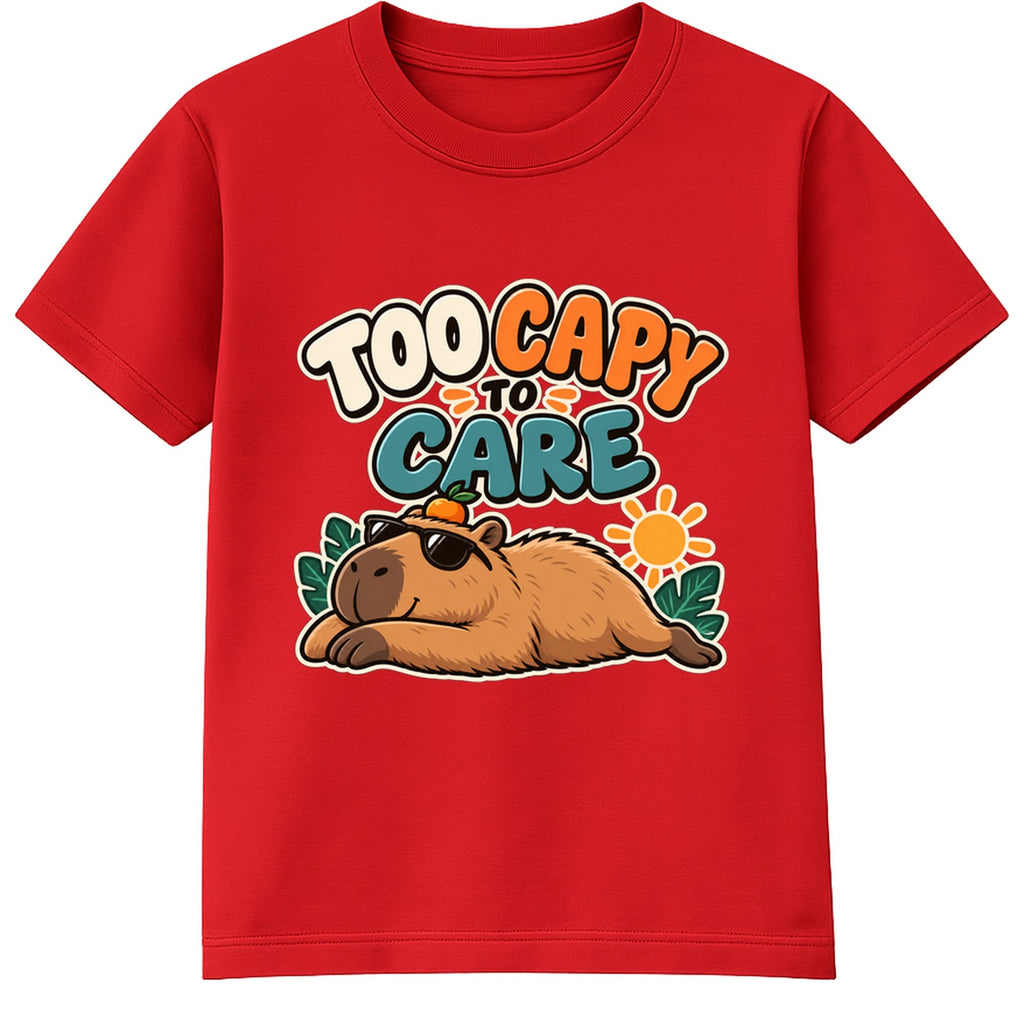 Too Capy To Care adult slogan t-shirt - Red