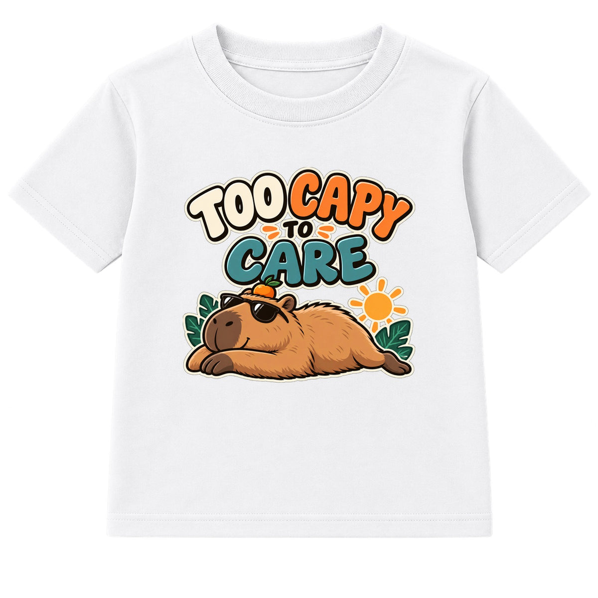 Too Capy To Care adult slogan t-shirt - White