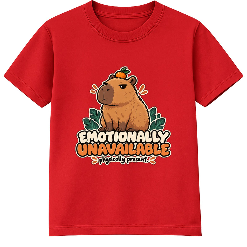 Emotionally Unavailable adult slogan t-shirt - Red