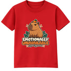 Emotionally Unavailable adult slogan t-shirt - Red