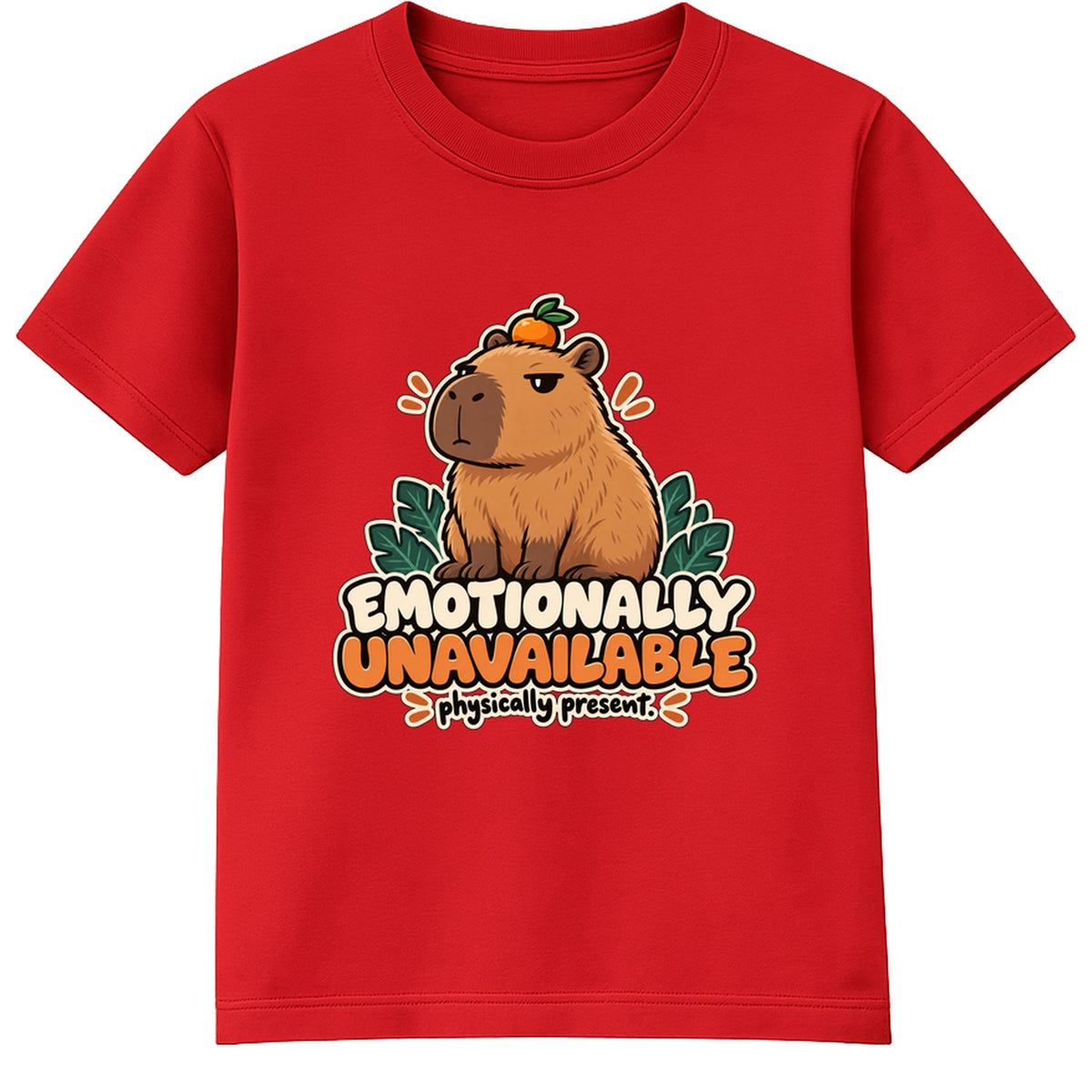 Emotionally Unavailable adult slogan t-shirt - Red