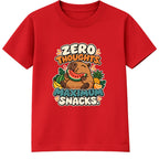 Zero Thoughts Maximum Snacks adult slogan t-shirt - Red