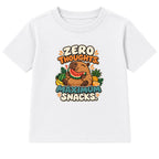Zero Thoughts Maximum Snacks adult slogan t-shirt - White
