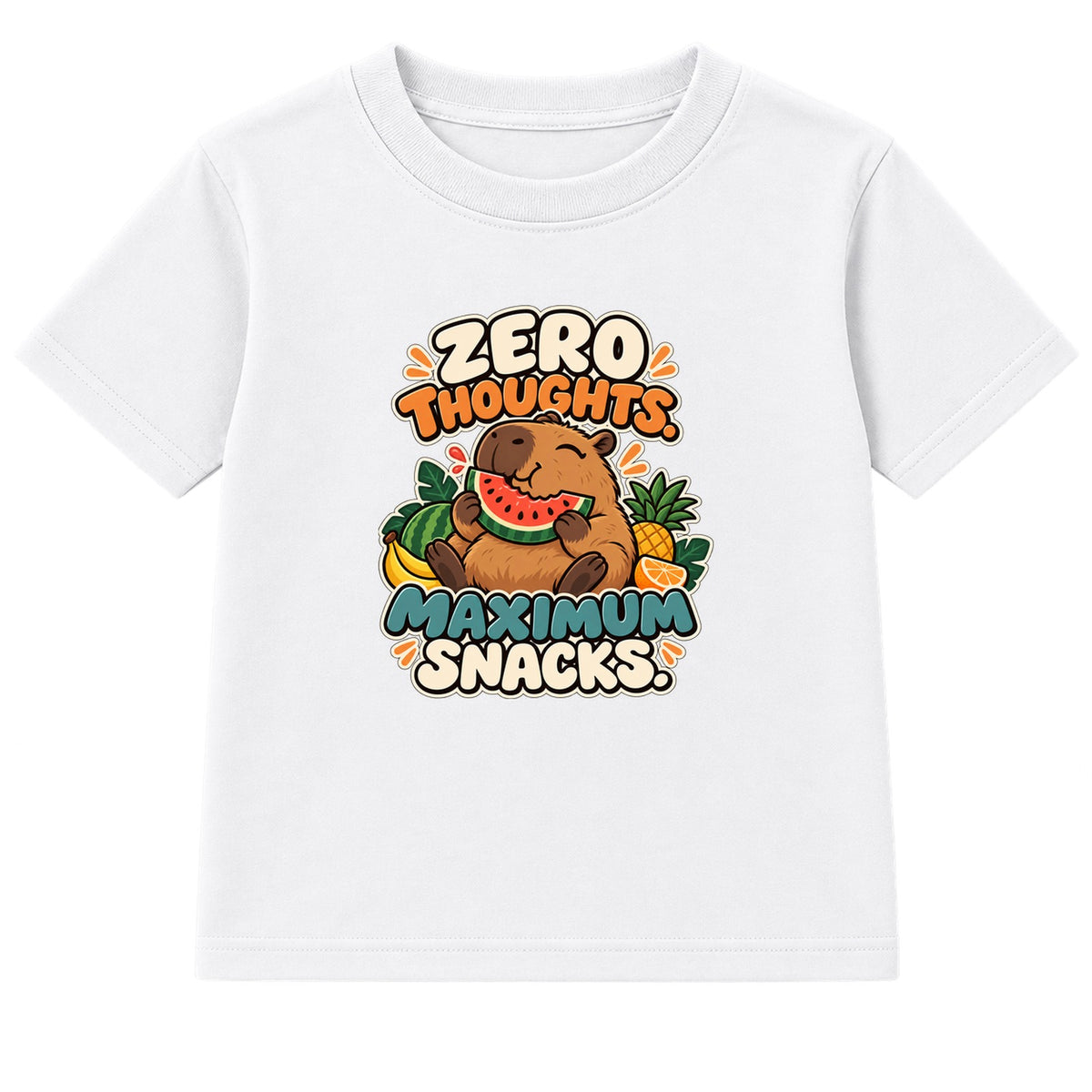 Zero Thoughts Maximum Snacks adult slogan t-shirt - White