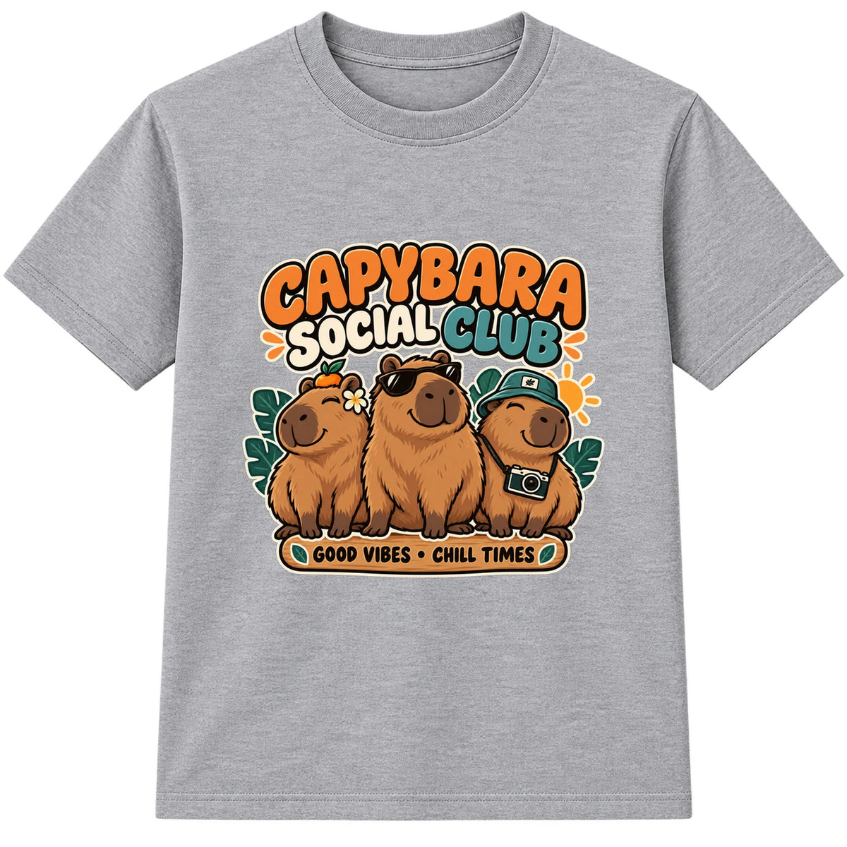 Capybara Social Club adult slogan t-shirt - Heather Grey